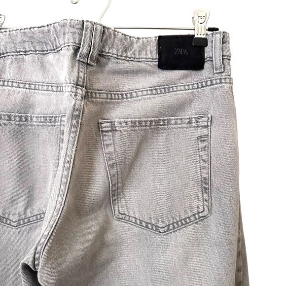 ZARA Faded Wide Leg Relaxed Jean Gray Sz 4 - Picture 5 of 6